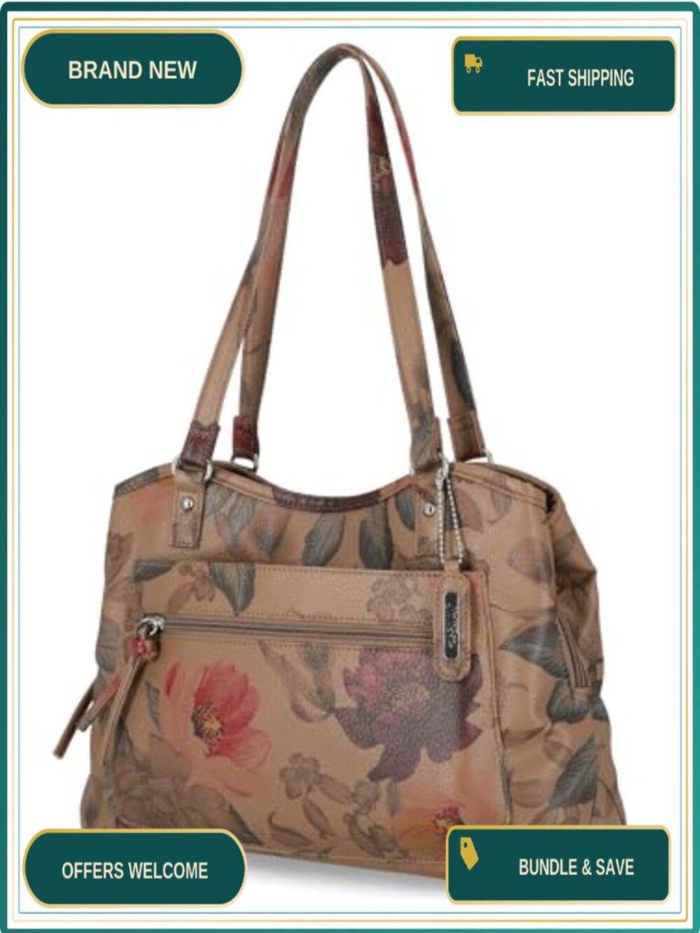 Vegan Leather Divided Tote Shoulder Bag Satchel Work Travel